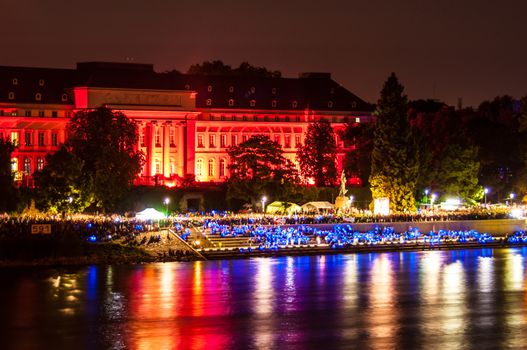 illuminated palace of Koblenz during Rhine in Flames 2013