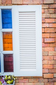 Window on a brick wall.