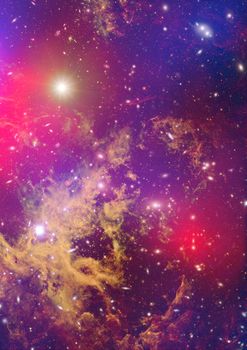 Far being shone nebula and star field against space.