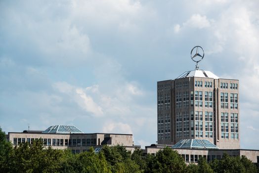 STUTTGART, GERMANY - AUGUST 10,2013: Headquarter of the Daimler group of companies, owner of the car manufacturer Mercedes-Benz, on August 10, 2013 in Stuttgart, Germany.