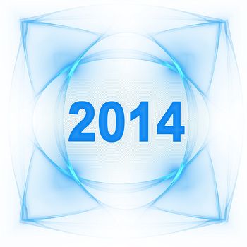  design of year 2014 in abstract background with blue color