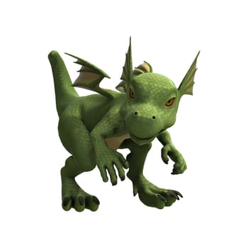 3D digital render of a little cute dragon isolated on white background