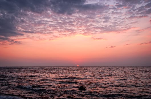 red purple sunset over the sea