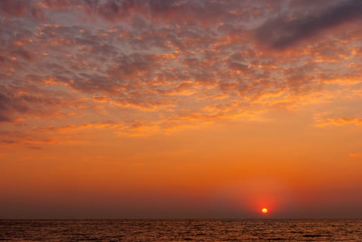 red purple sunset over the sea