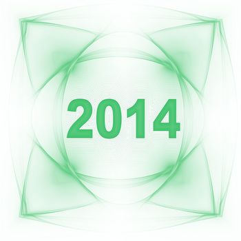  design of year 2014 with abstract background in green color