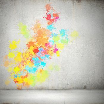 Background image with colorful splashes and drops