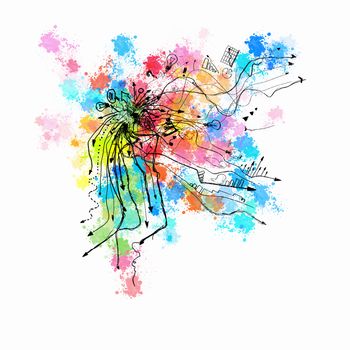 Background image with colorful splashes and drops