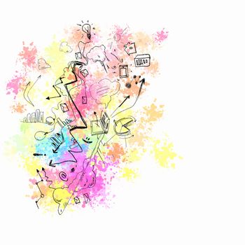 Background image with colorful splashes and drops