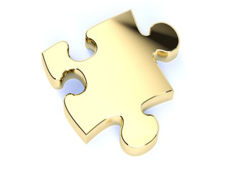 A single gold jigsaw puzzle peice