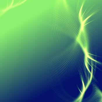 green blue background with abstract white rays lights like stars, lines and net