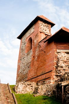 A red tower of Vilnius castle in Lithuania
