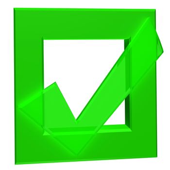 Green symbol of checkbox mark on white background