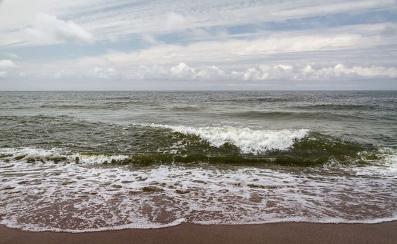 waves in the Baltic Sea summer cloud by day, Lithuania