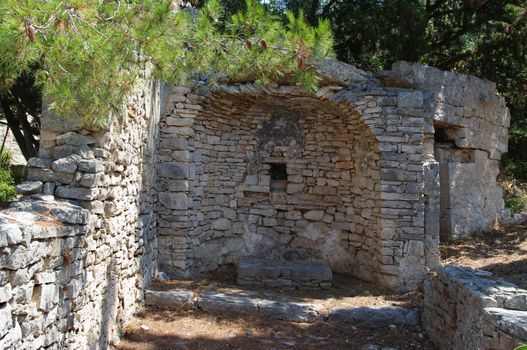 Broken wall of medial small church in croatia