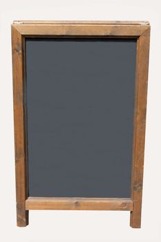 Blank wooden blackboard with copy space isolated on white background.
