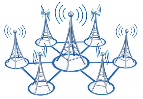 Powerful digital transmitters for TV, mobile and multimedia broadcast sends information signals from high tower