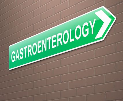Illustration depicting a sign directing to Gastroenterology.