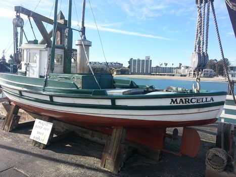 The Marcella is a Monterrey style fishing boat that's on display at the Municipal Wharf in San Cruz.