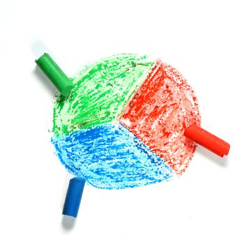 rgb paint hand art on white paper