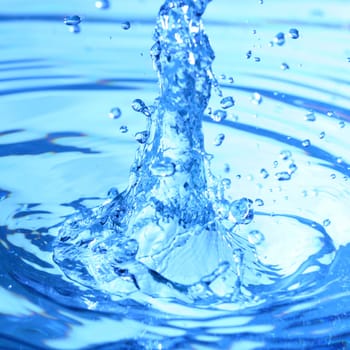 blue water splash macro close up
