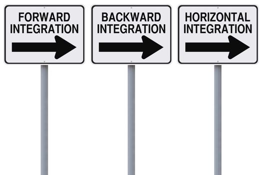 Modified one way street signs on business strategy options (isolated on white)