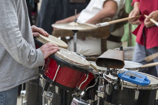 people playing music on the market in the belgium city bouillon