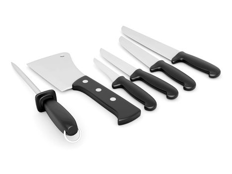 knife set on a white background isolated
