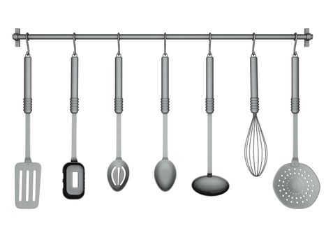 kitchen utensils isolated on white background