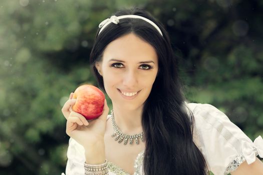 Snow-White princess with the famous red apple.