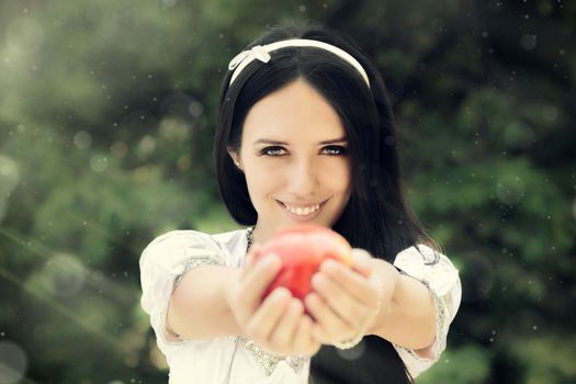 Snow-White princess with the famous red apple.