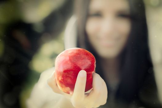 Snow-White princess with the famous red apple.