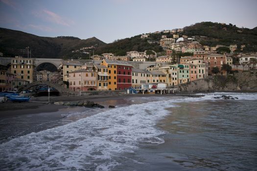 Typical fishing village of Bogliasco on the mediterranean sea. A picturesque town of the italian riviera.