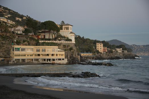Typical fishing village of Bogliasco on the mediterranean sea. A picturesque town of the italian riviera.