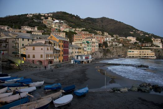 Typical fishing village of Bogliasco on the mediterranean sea. A picturesque town of the italian riviera.