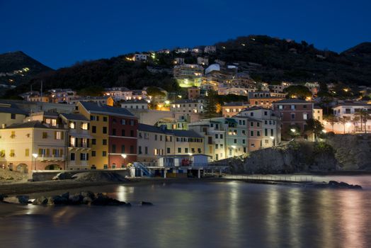 Typical fishing village of Bogliasco on the mediterranean sea. A picturesque town of the italian riviera.