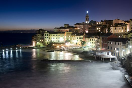 Typical fishing village of Bogliasco on the mediterranean sea. A picturesque town of the italian riviera.