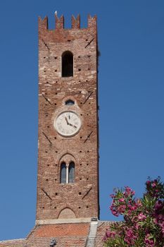 Medieval tower in the centre of the village of Noli in the ligurian riviera