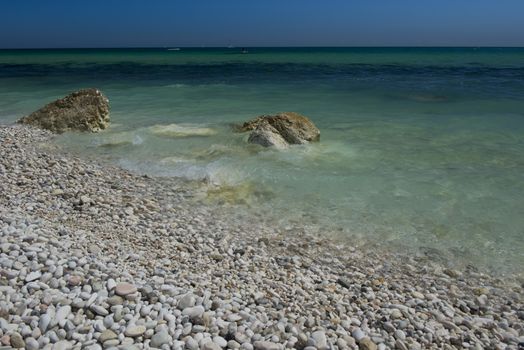 The beach of Portonovo on the Conero Promontory in Marche, on the Adriatic Sea