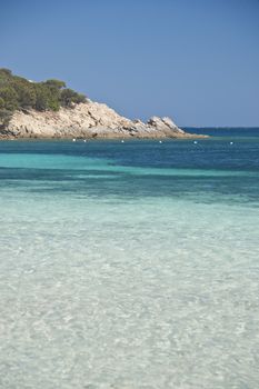 The wonderful colors of the sea in cala granu, a bay near Porto Cervo in Costa Smeralda