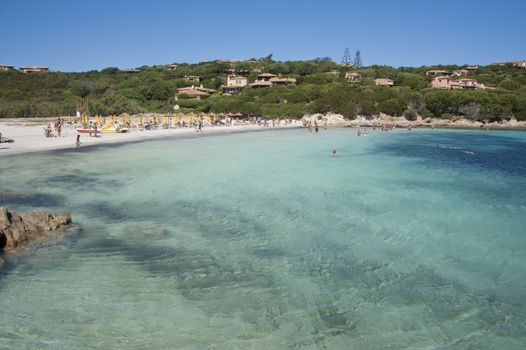 The wonderful colors of the sea in cala granu, a bay near Porto Cervo in Costa Smeralda