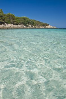 The wonderful colors of the sea in cala granu, a bay near Porto Cervo in Costa Smeralda