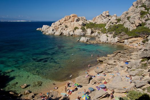 The wonderful colors of the sea in cala spinosa, a bay of Capo Testa, in Gallura