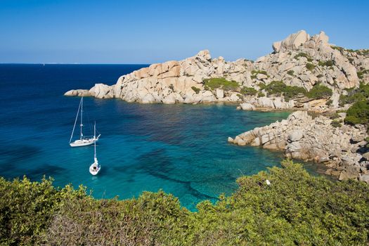 The wonderful colors of the sea in cala spinosa, a bay of Capo Testa, in Gallura