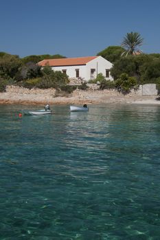 The wonderful colors of the sea in Santa Maria beach, an island of the La Maddalena archipelago in Sardinia, Italy