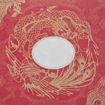 Golden Dragon and Swan on a Red Background Paper