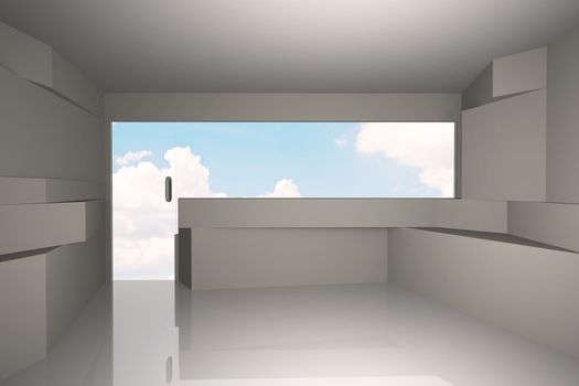 Abstract Interior with sky background