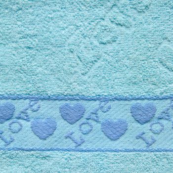 Blue Towel Texture with Love Text and Heart