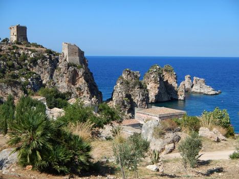 An overview of the Tonnara di Scopello.