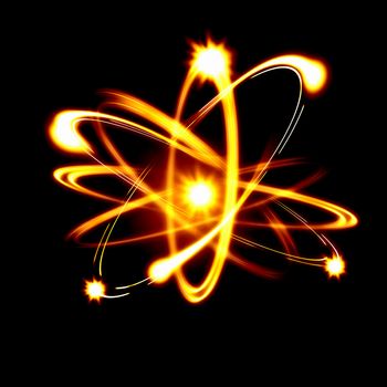 Image of color atoms and electrons. Physics concept