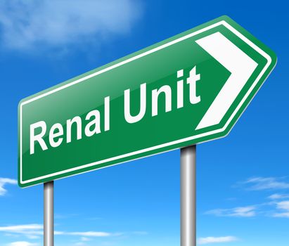 Illustration depicting a sign directing to Renal Unit.